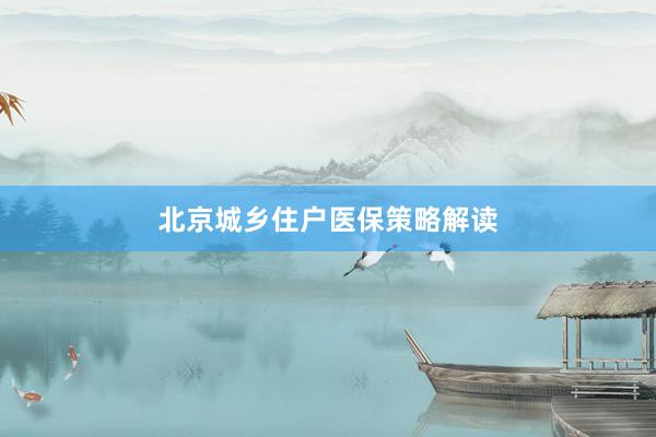 北京城乡住户医保策略解读